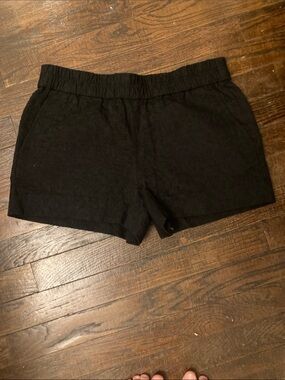 J. CREW Factory- Shorts Black Elastic-Waist, Size 2
